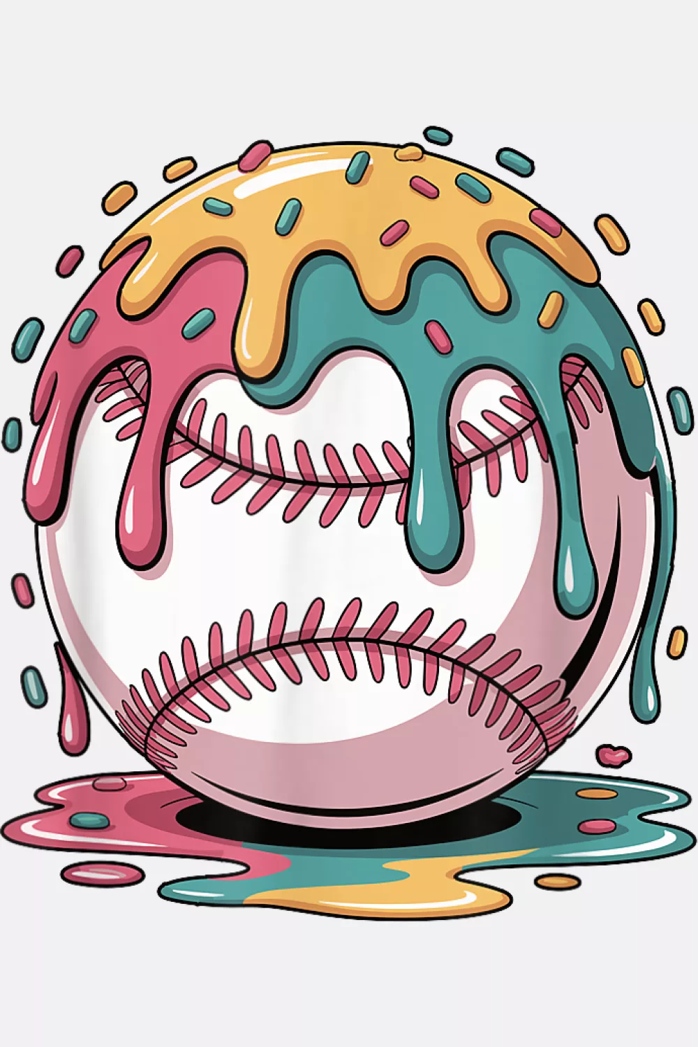 Graphic bowl with dripping baseball scoops