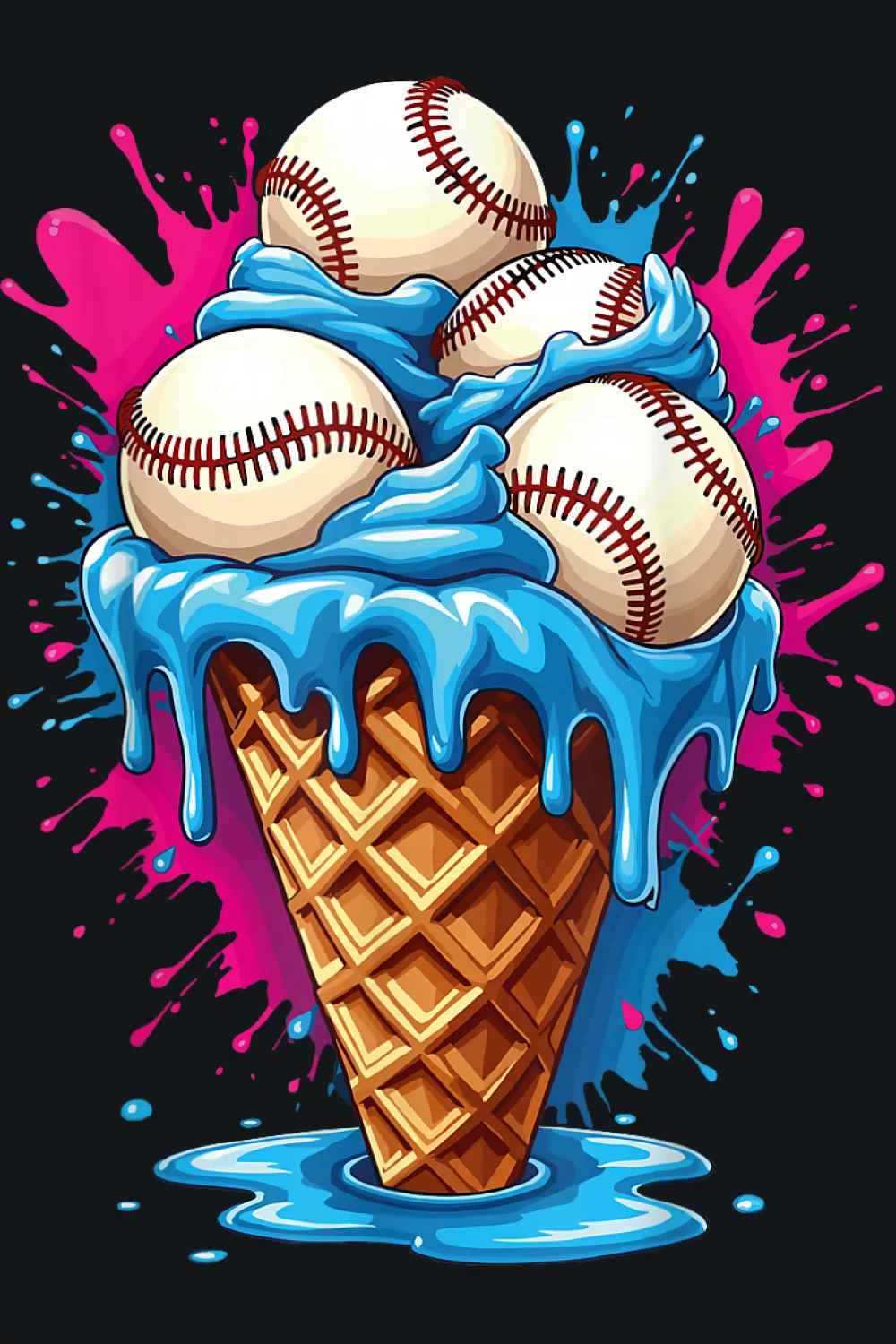 Watercolor cone with bright topper