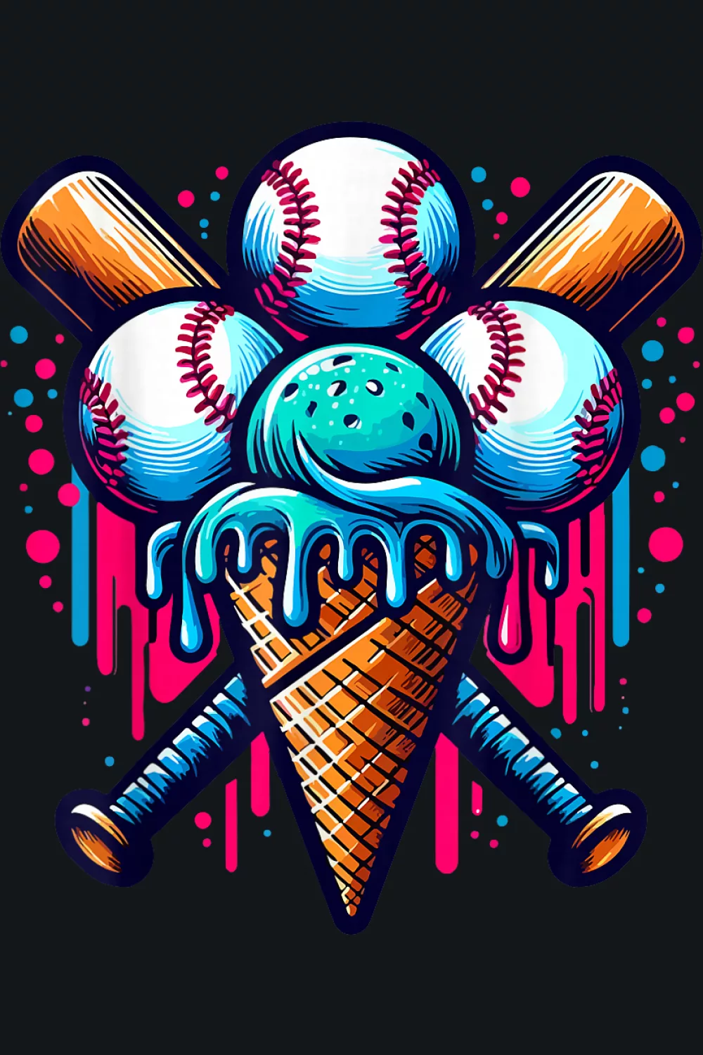 Rainbow splash cone with motion lines