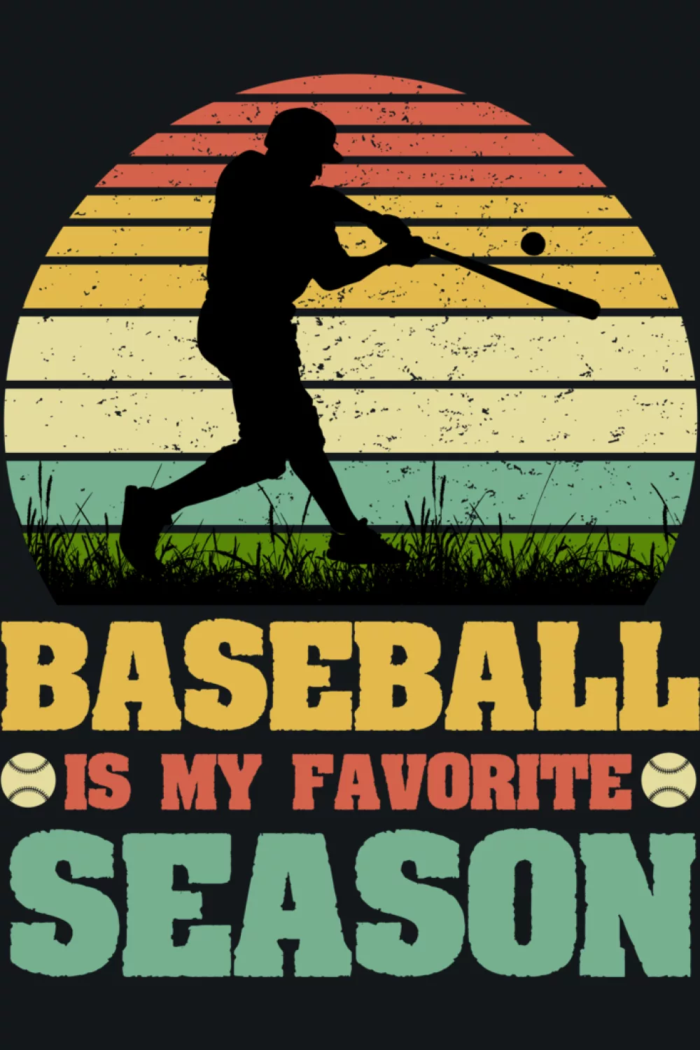 Retro sunset Baseball Is My Favorite Season player silhouette shirt.
