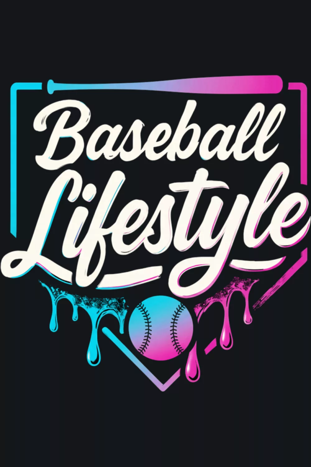 Family photo baseball lifestyle drip graphic with simple circle badge layout for youth fans