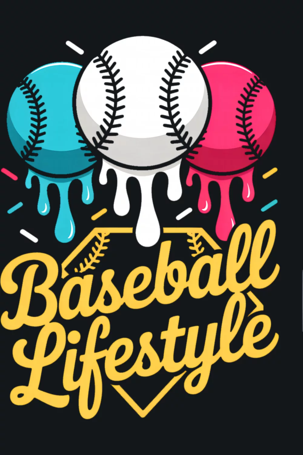 Sporty baseball lifestyle drip graphic with shield style background for youth fans