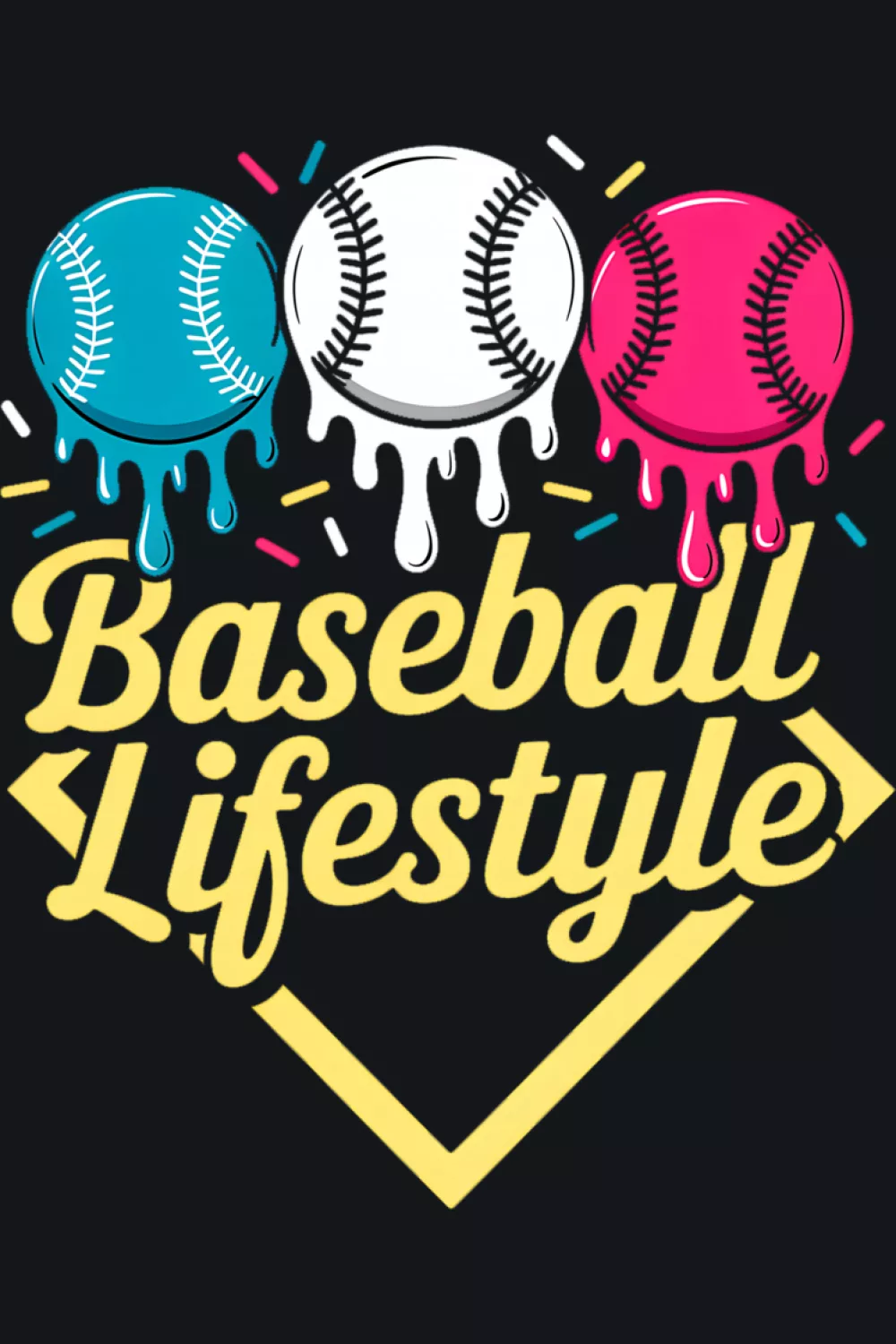 Backyard baseball lifestyle drip graphic with sparkling stars around the logo for youth fans