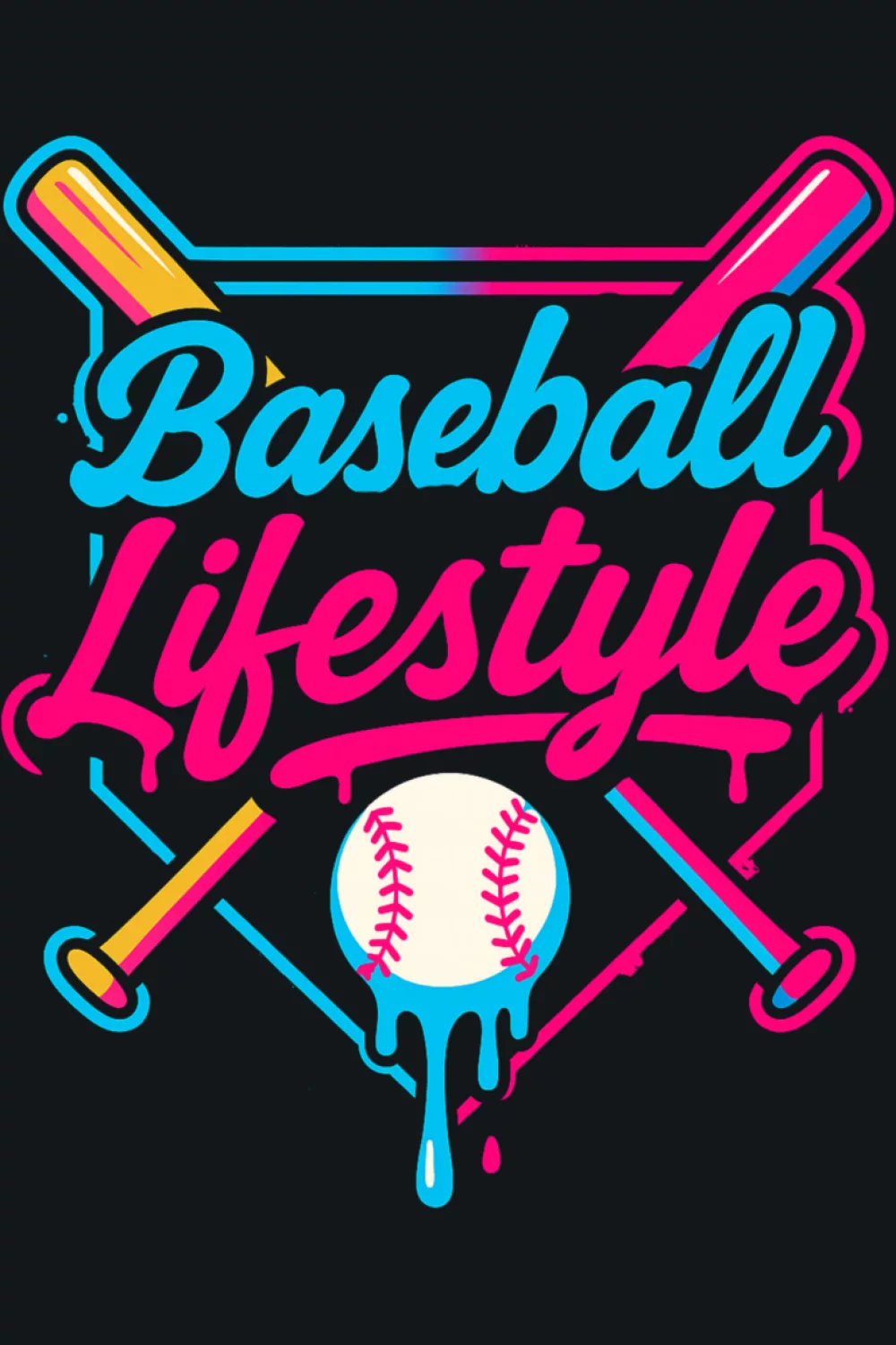 Winter baseball lifestyle drip graphic with compact chest logo style for youth fans