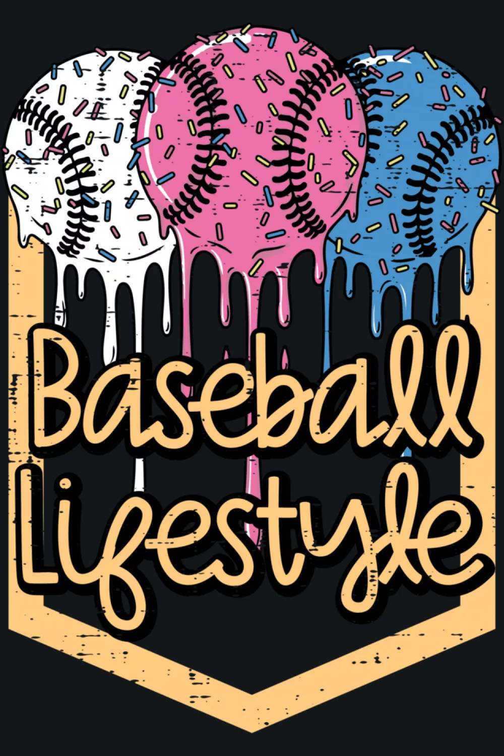 Festival baseball lifestyle drip graphic with stacked bats and balls for youth fans