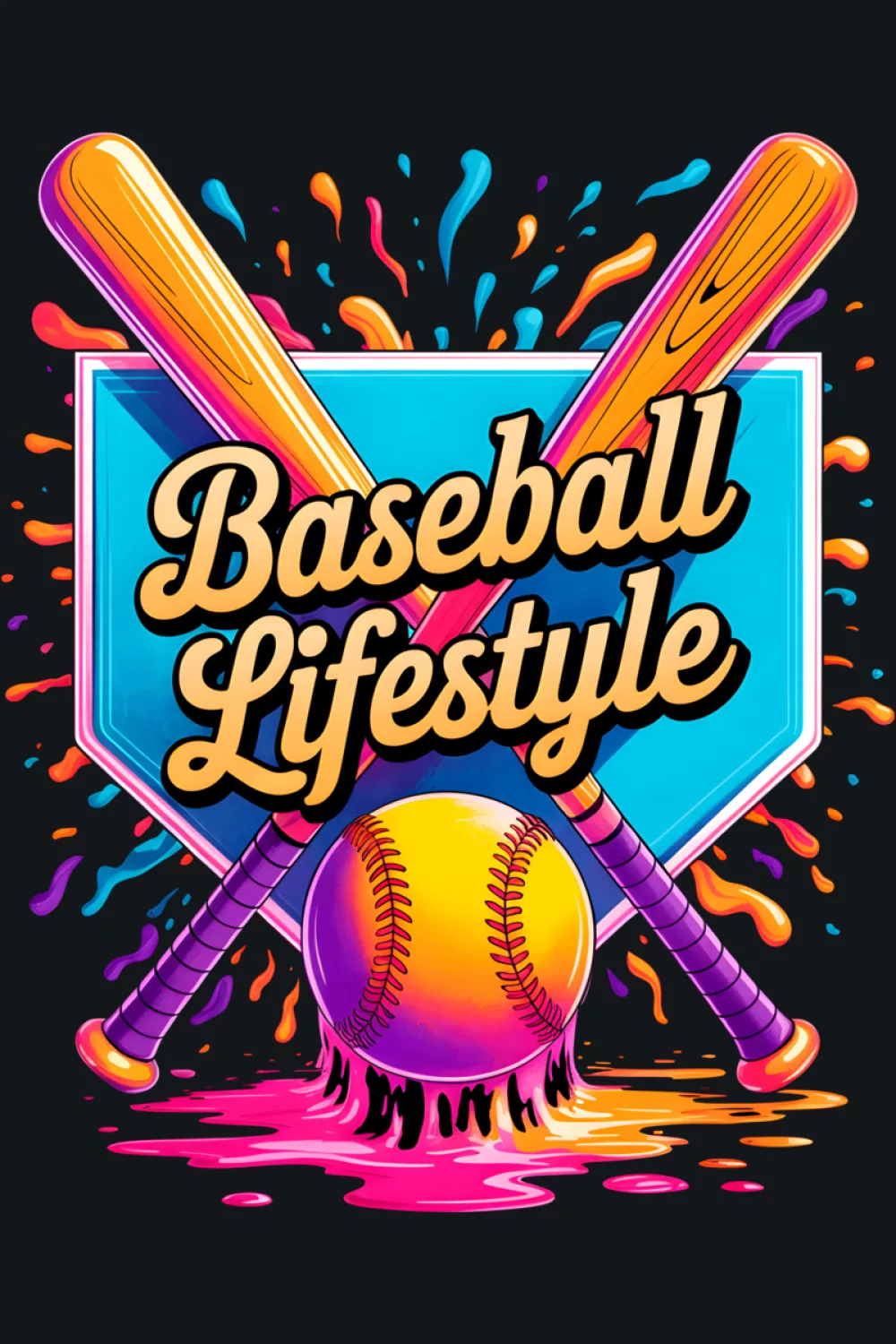 Clubhouse baseball lifestyle drip graphic with dripping scoops of ice cream for youth fans