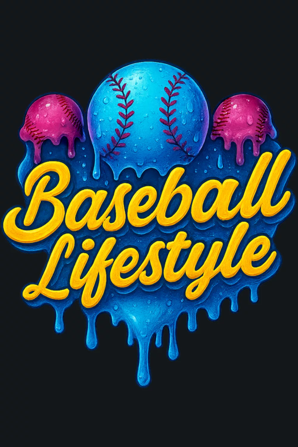 Backyard baseball lifestyle drip graphic with sparkling stars around the logo for youth fans