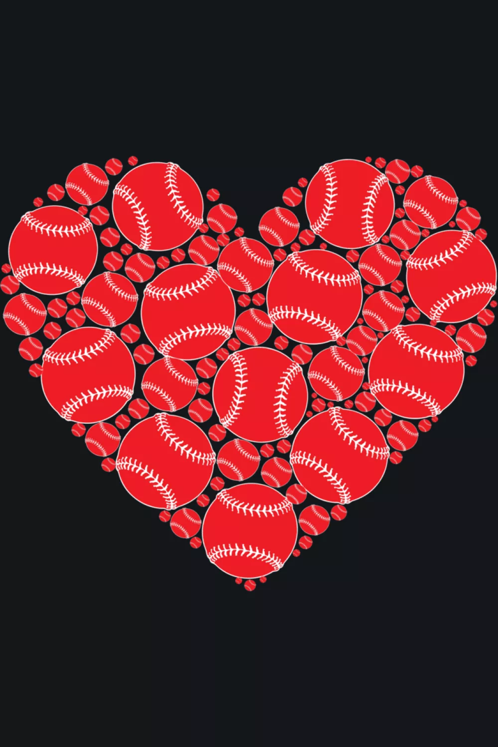 Baseball love heart graphic with romantic sporty vibe, perfect for fans and couples.
