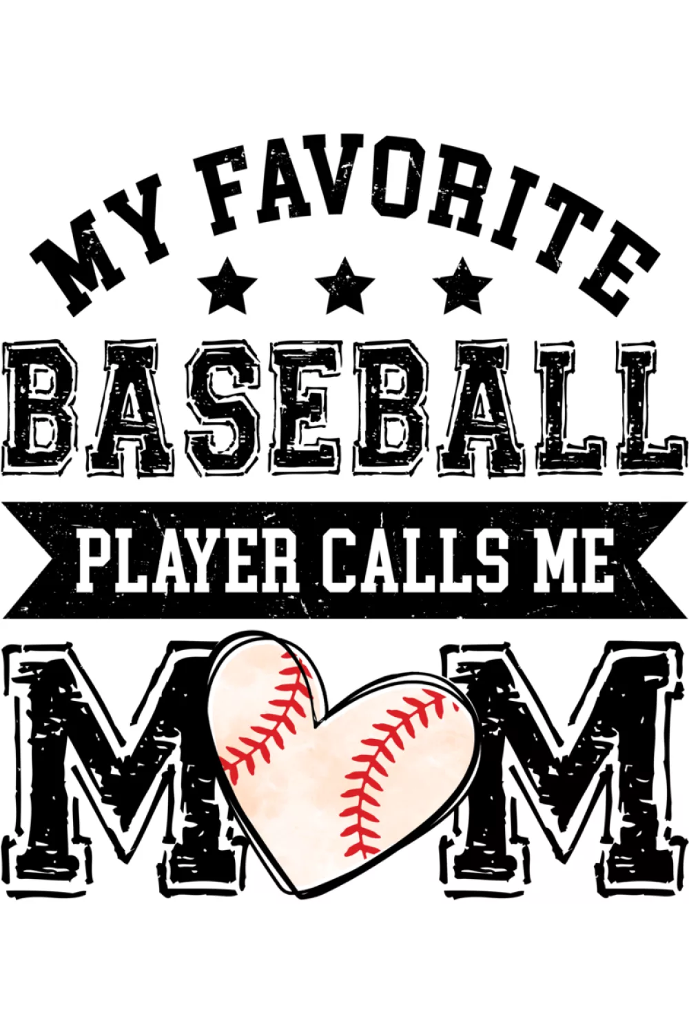 Retro baseball mom look with curved letters and a fun throwback layout.