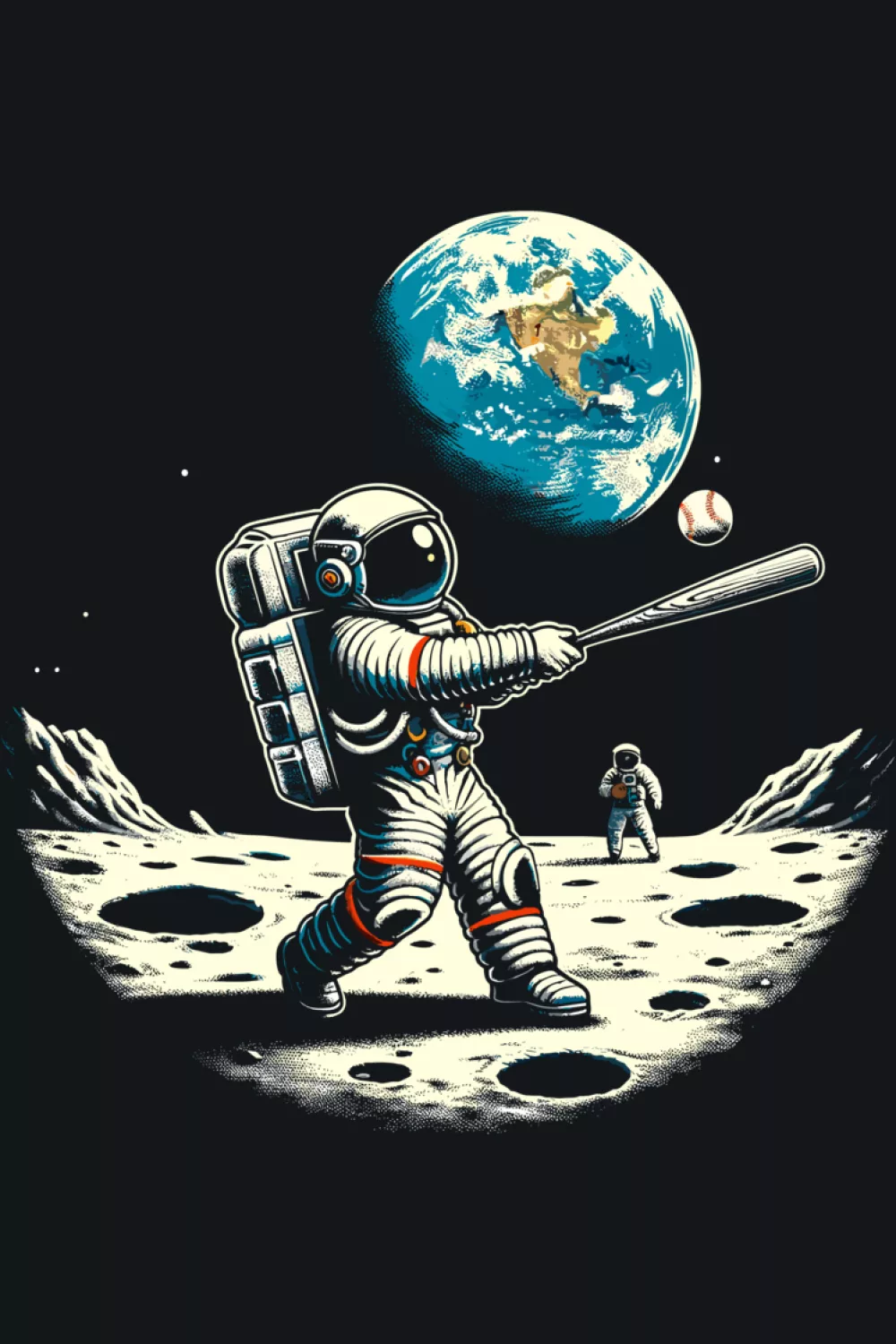 Funny baseball novelty astronaut theme for men, women, and kids with playful space sports humor.
