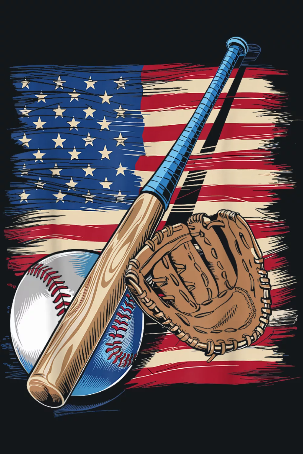 Batter silhouette layered on stripes