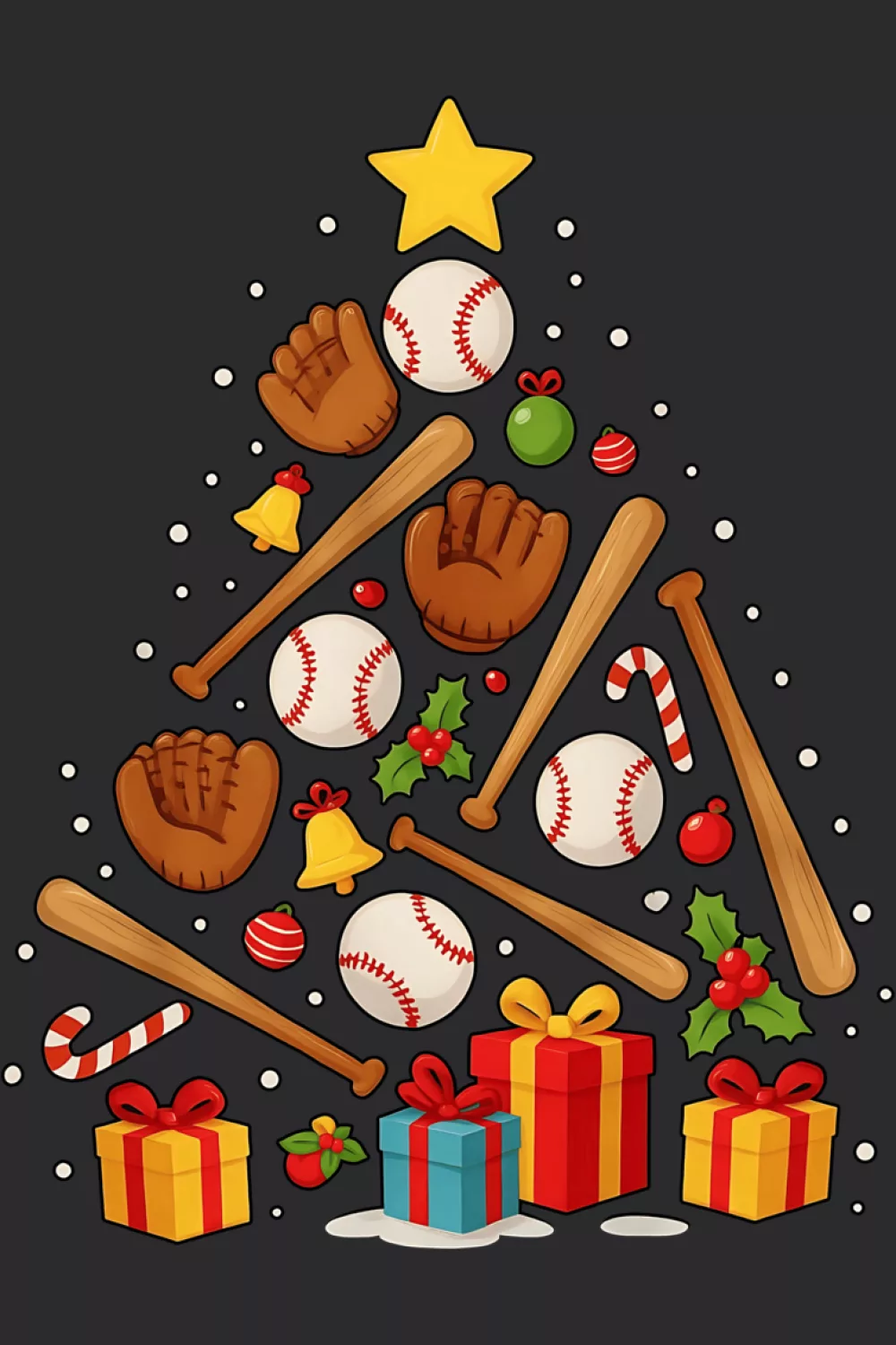 Catcher bat Christmas tree long sleeve layout