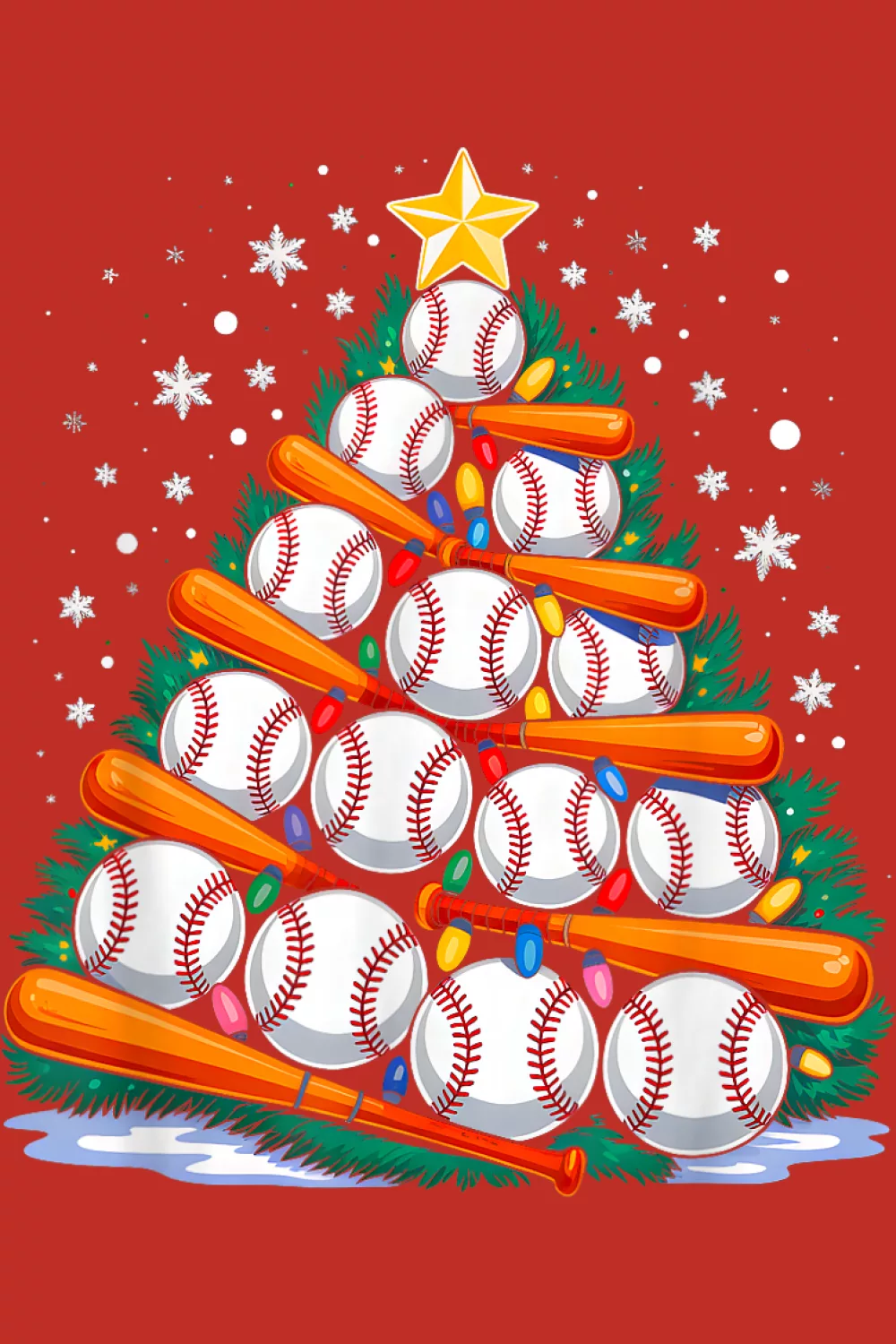 Orange glow baseball tree on red backdrop