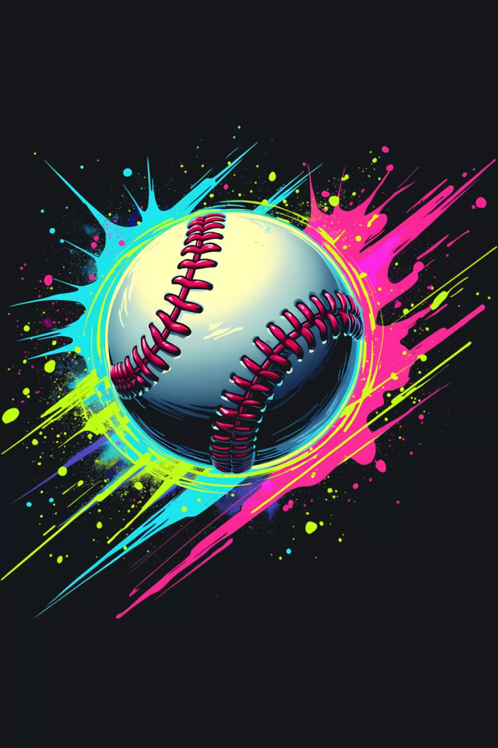 Color art baseball tie dye sport lover graphic with energetic paint splatter and motion streaks.