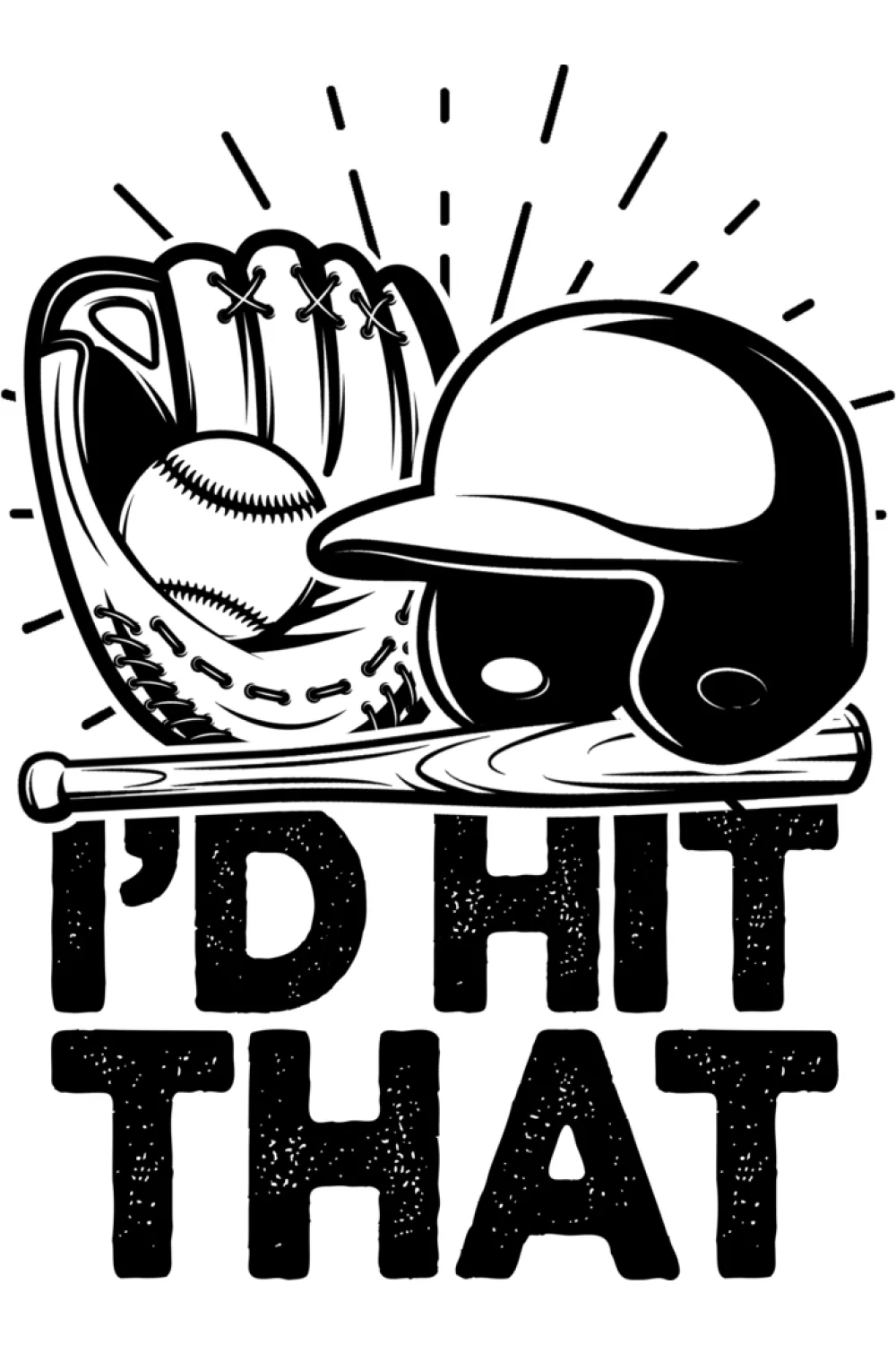Retro sport style I'd Hit That batter design with motion lines.