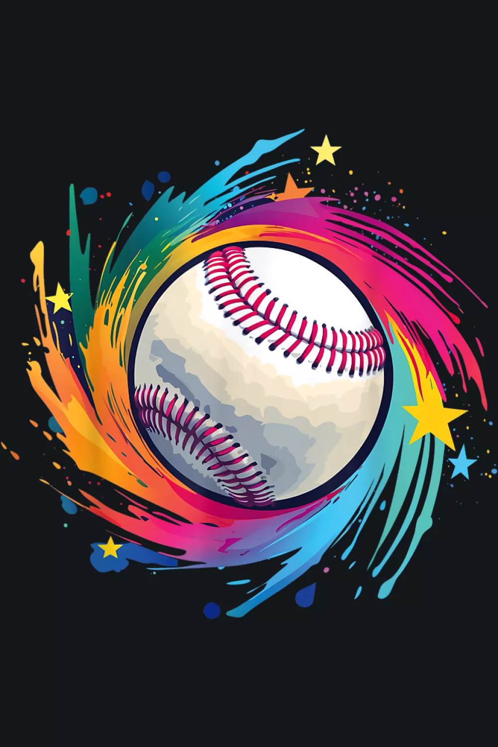 Colorful Splash Art Baseball Ball Shirts bright fan favorite ball graphic