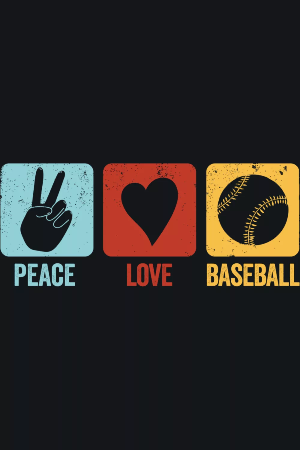 Retro peace and baseball art made with soft curves