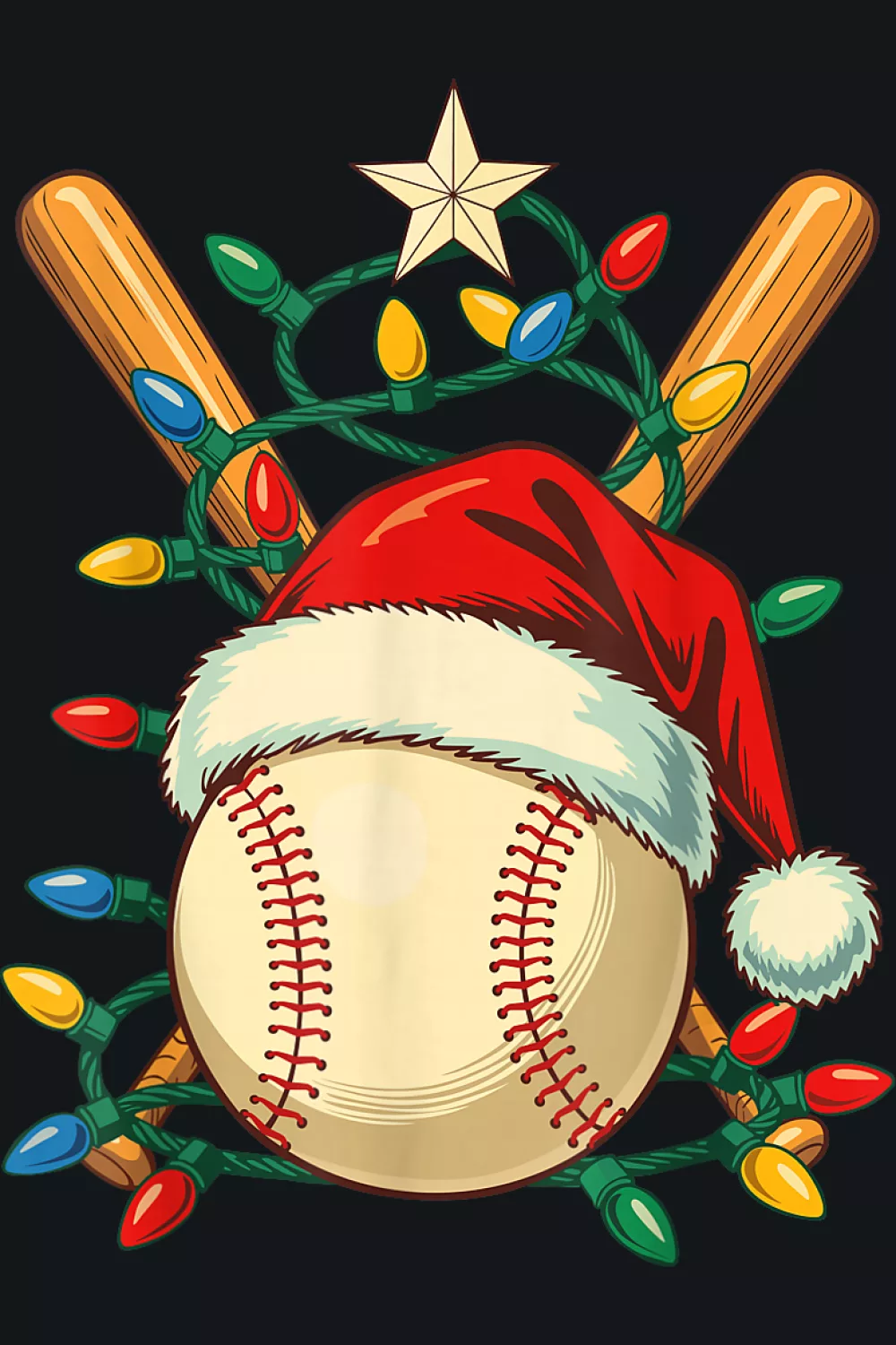Santa ball with candy bat and ornaments