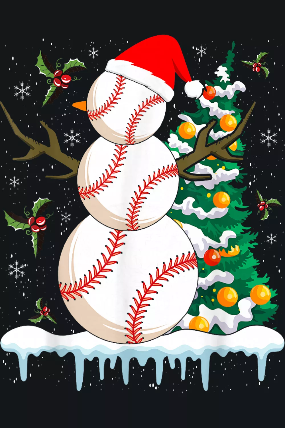 Snowman on icy base with stitched ball belly