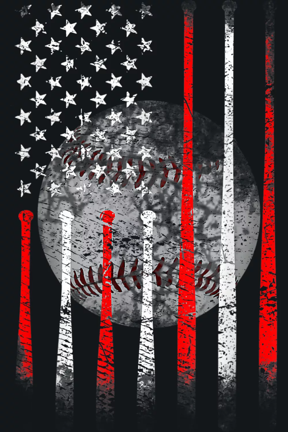 Weathered flag with baseball seam detail