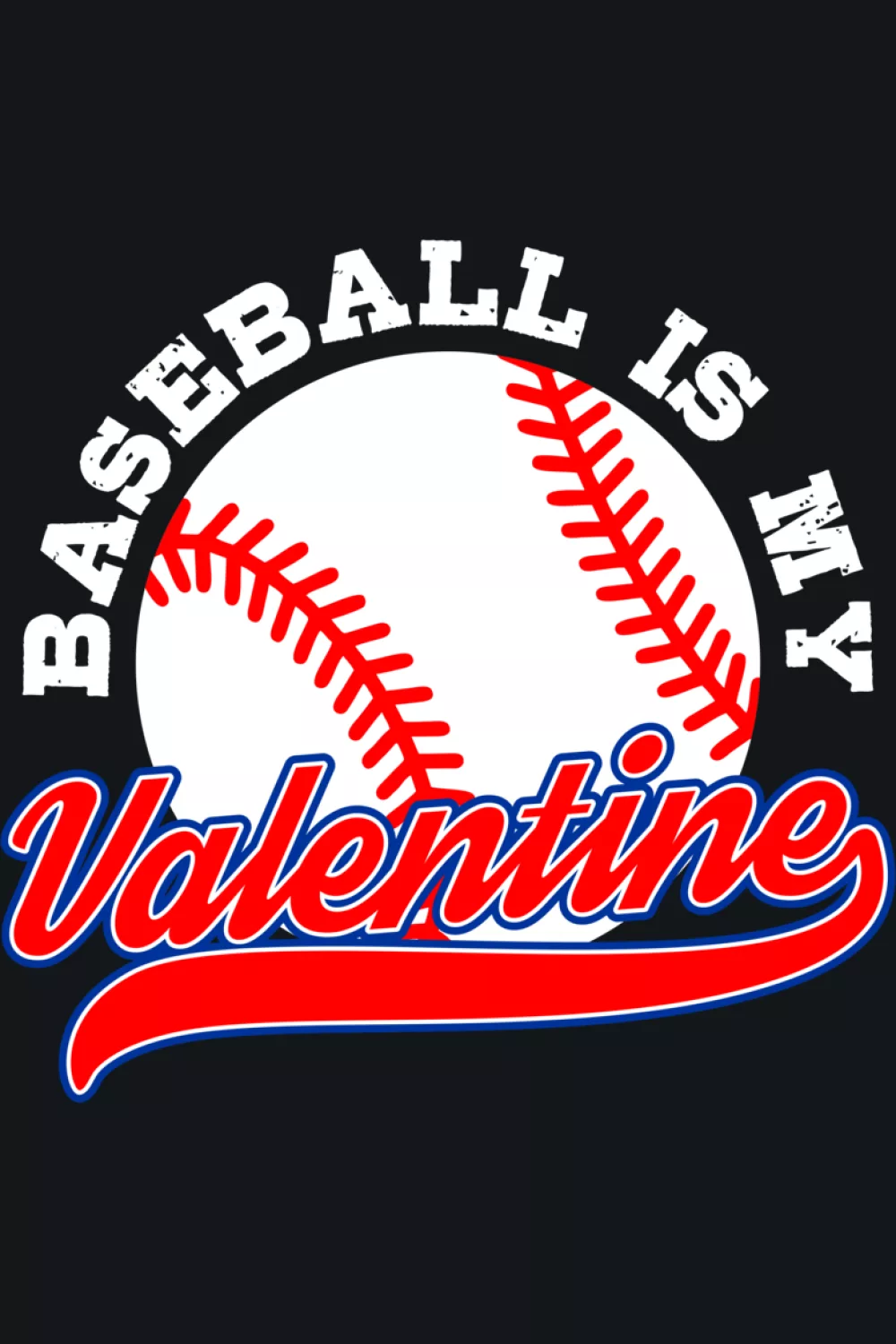 Baseball Valentine sports lover design for expert player or coach with bold baseball icon and hearts.