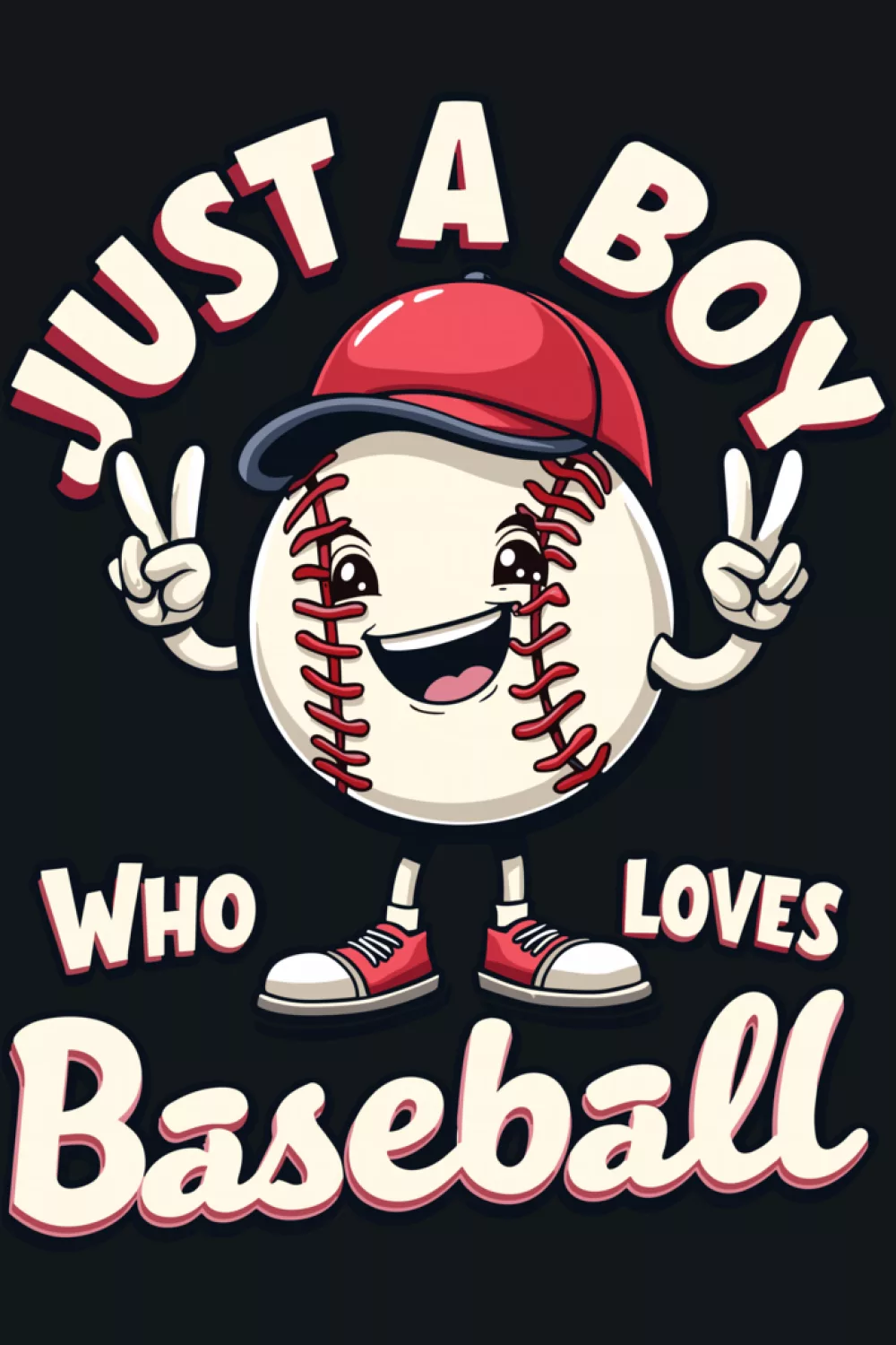 Youth baseball player focused graphic with clear bold lettering