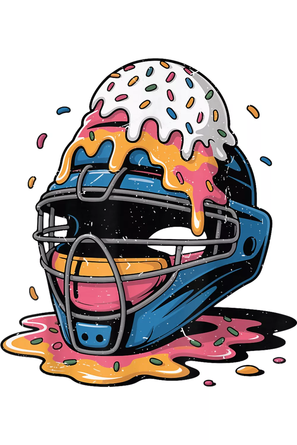 Catcher mask with pastel scoops and cone pieces