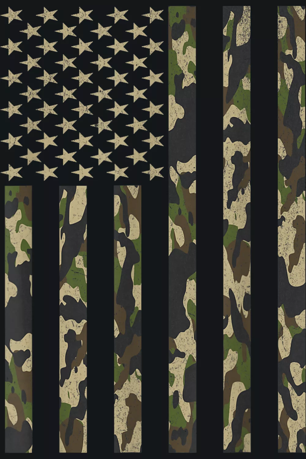 Full height camo flag with stars and bars