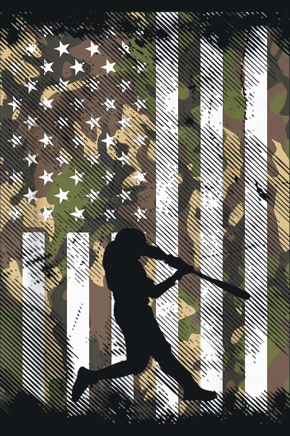 Player silhouette with camo flag field