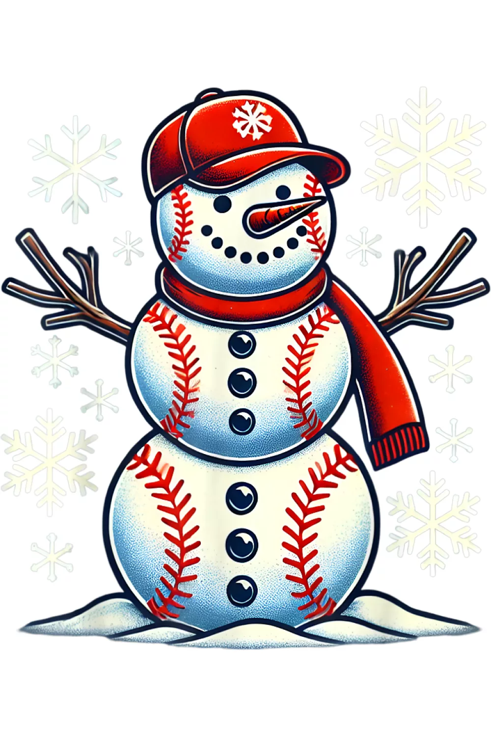 Smiling snowman batsman in snowfall