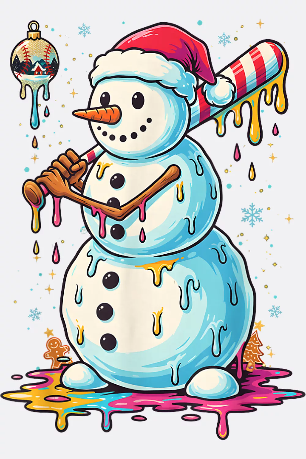 Drip style snowman with neon syrup and bat