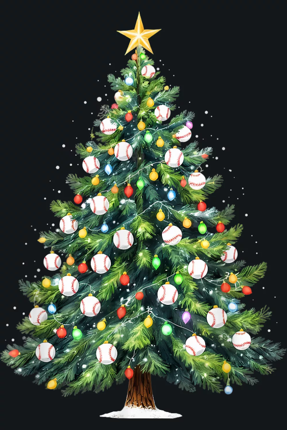 Family themed baseball tree with many ornaments and tiny details.