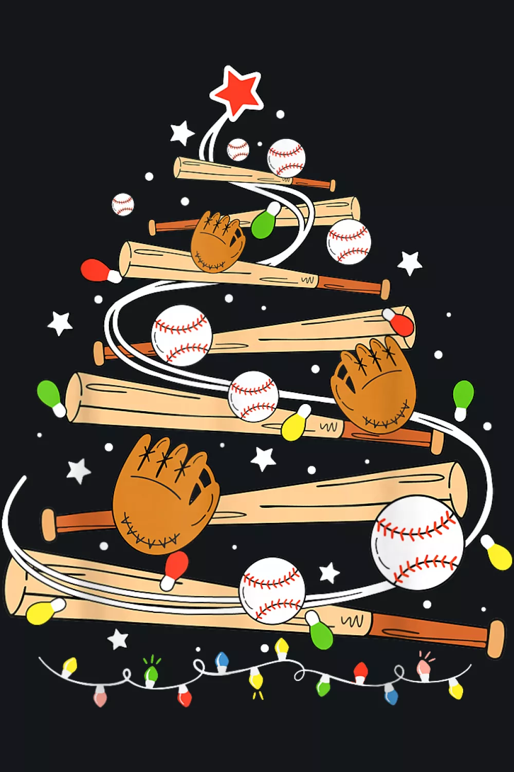 Neutral baseball tree on dark starry background