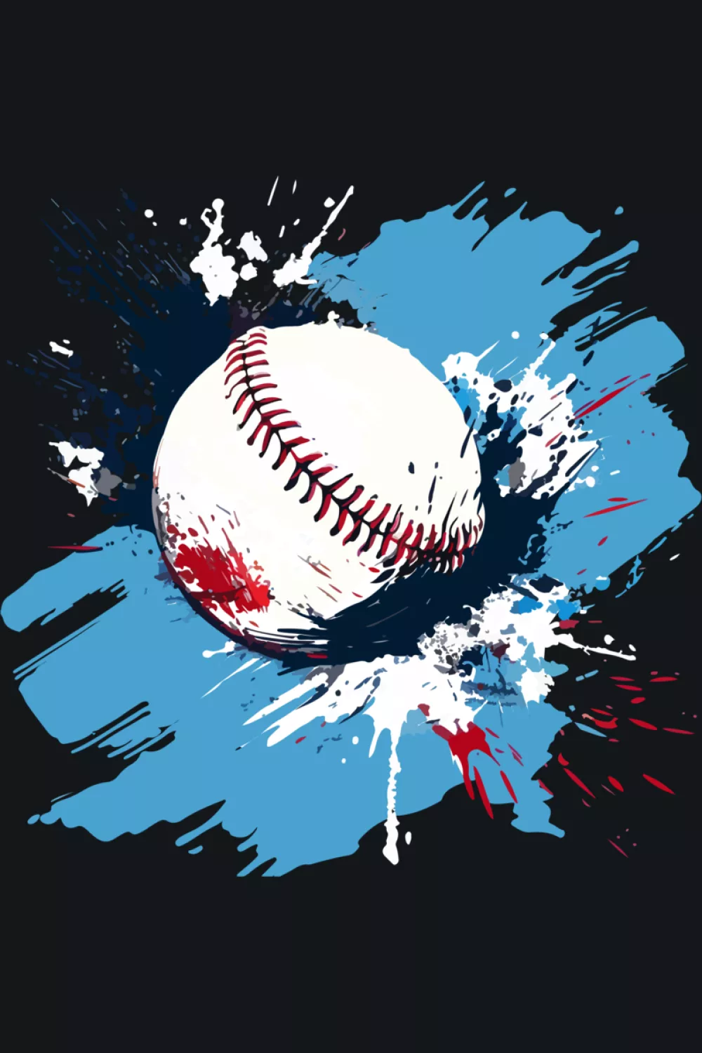 Another colorful ball splash art baseball lover design with vivid paint splatters and dynamic streaks.