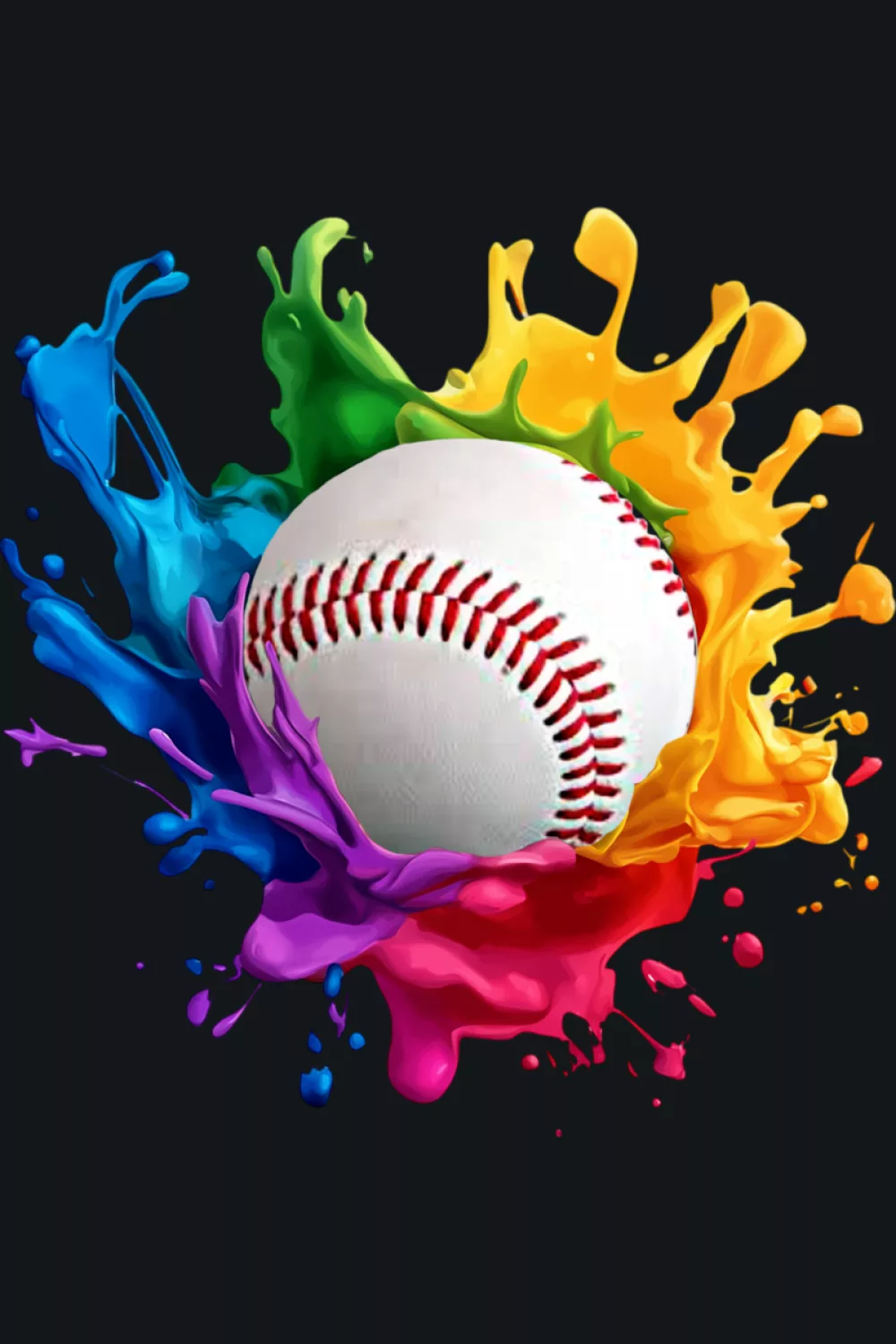 Colorful baseball sports gear theme for men, women, and kids, bright splash style for family outfits.