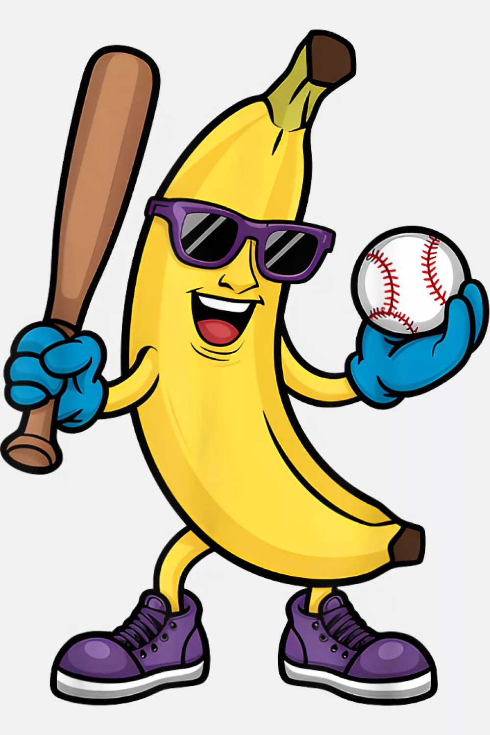 Cool banana playing baseball in clean pose