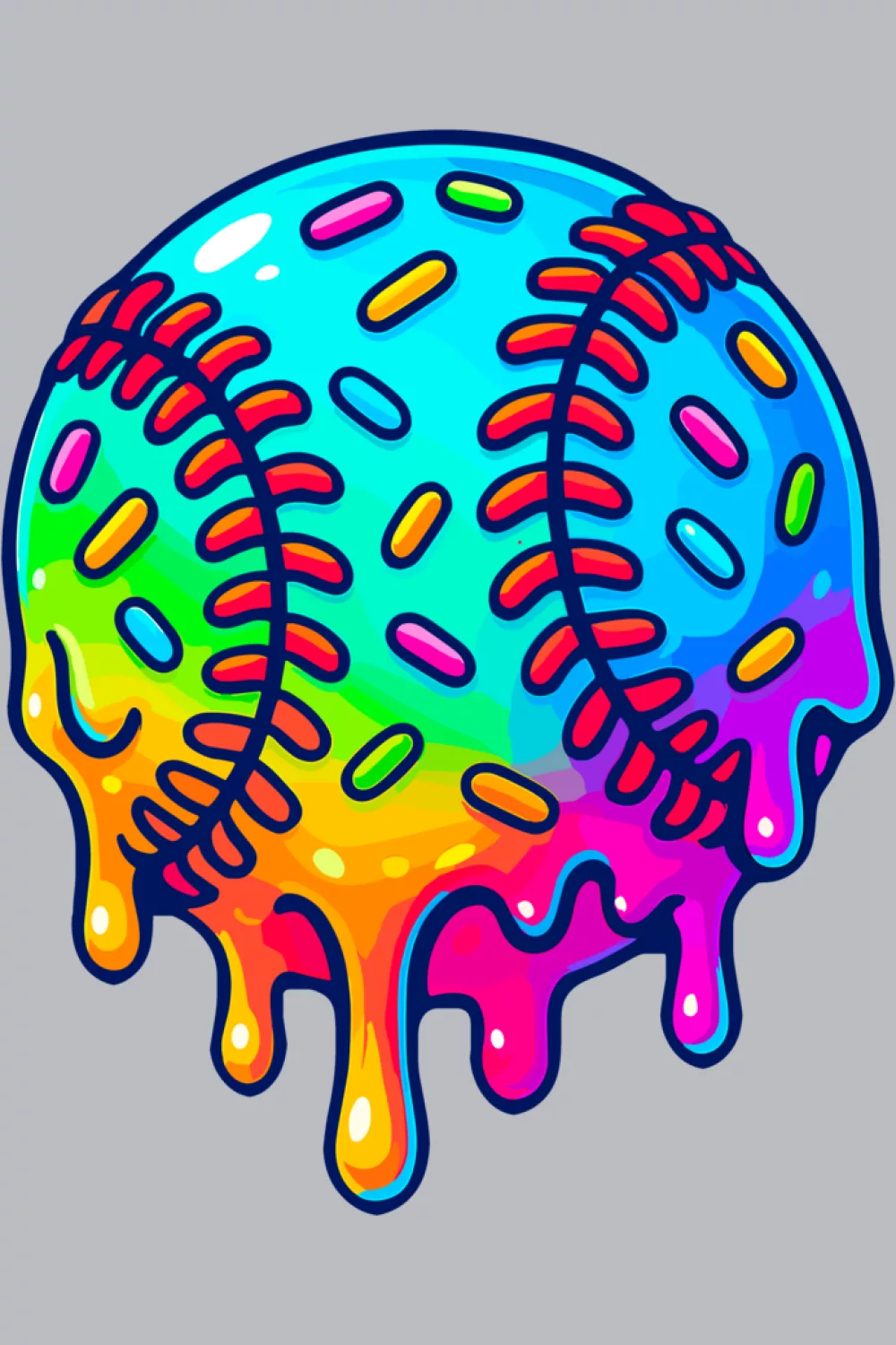 Vivid blue and magenta drip ball for long sleeve