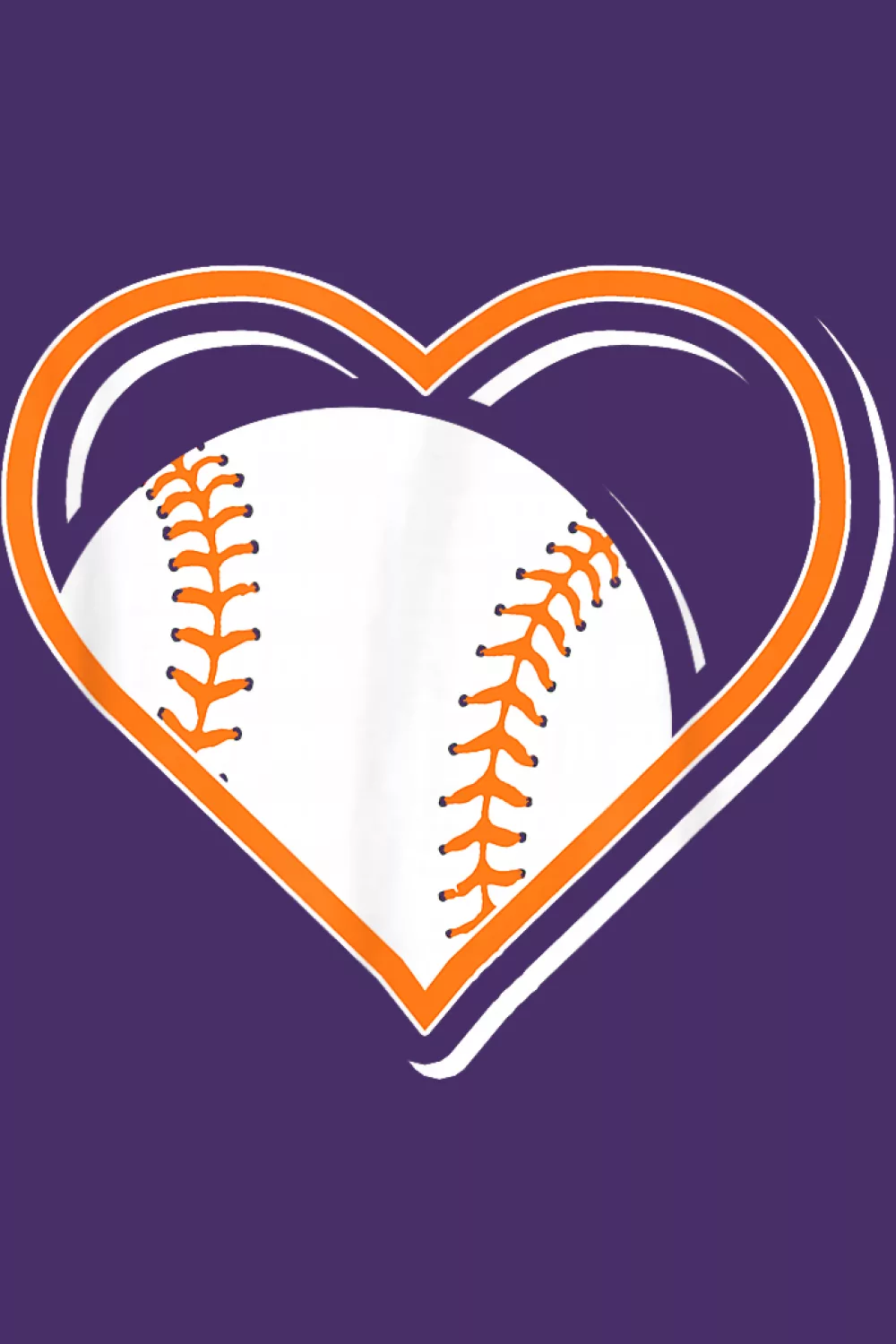 Orange outline heart with baseball center