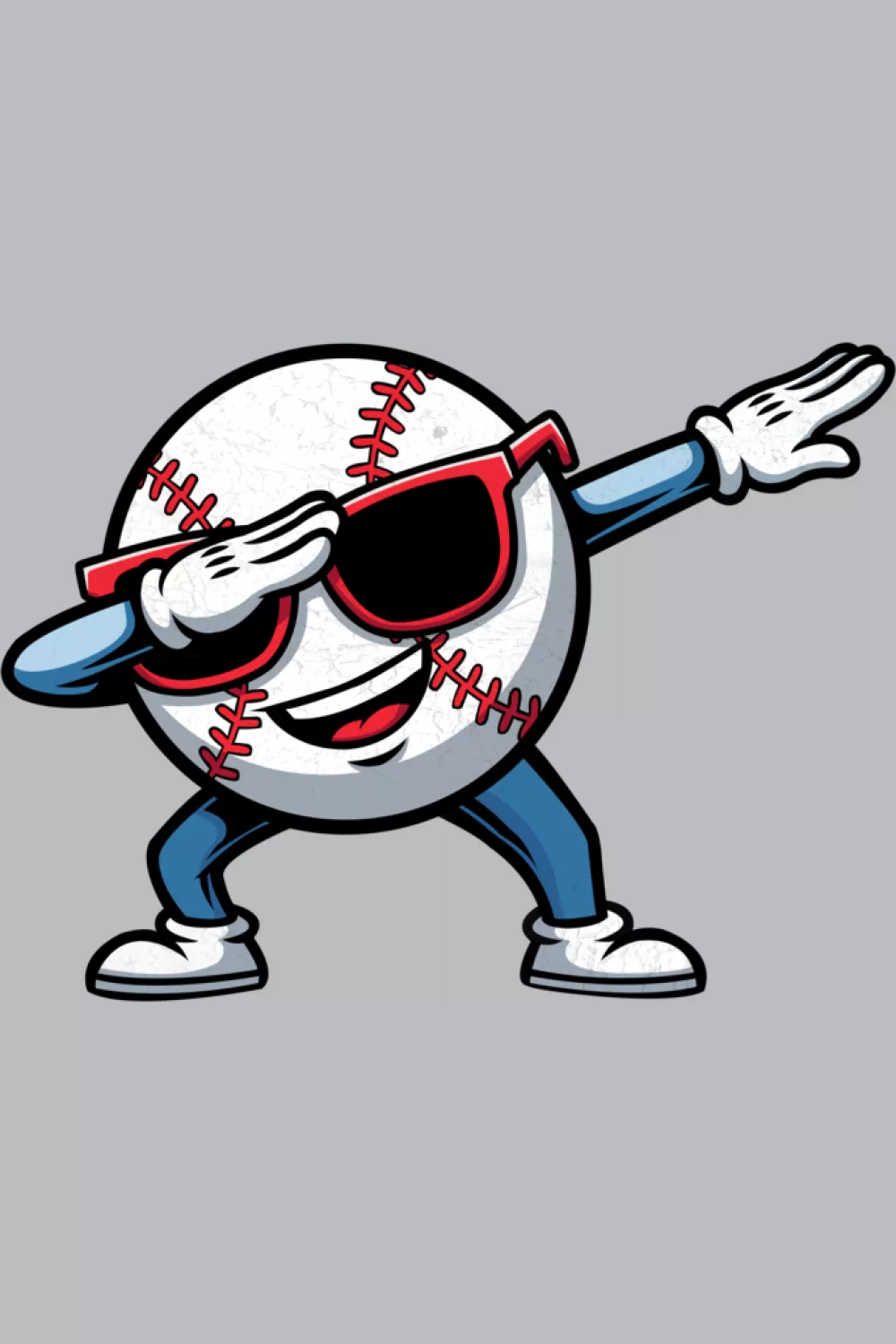 Simple baseball character with gloved hand extended in a dab