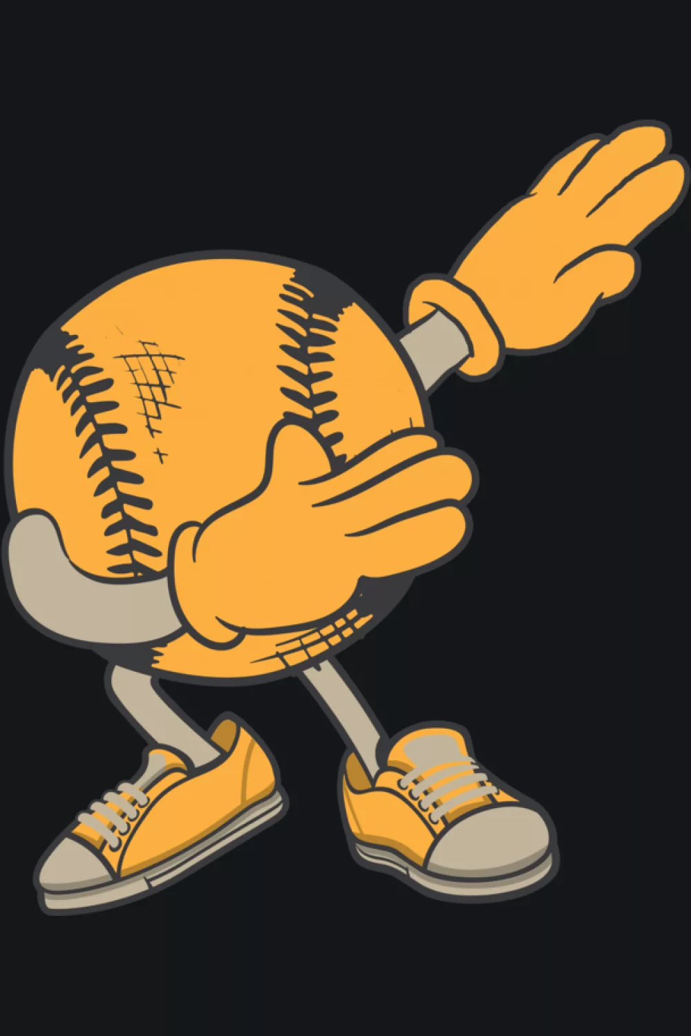 Cool baseball character in cap and cleats striking a clean dab
