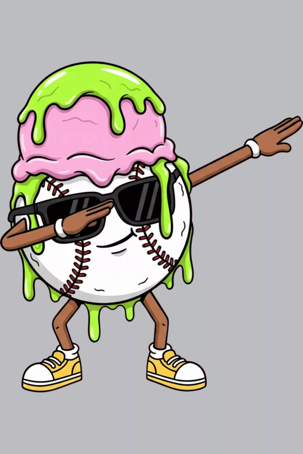 Funny Dabbing Baseball Shirts idea with ice cream baseball character doing a dab pose for kids