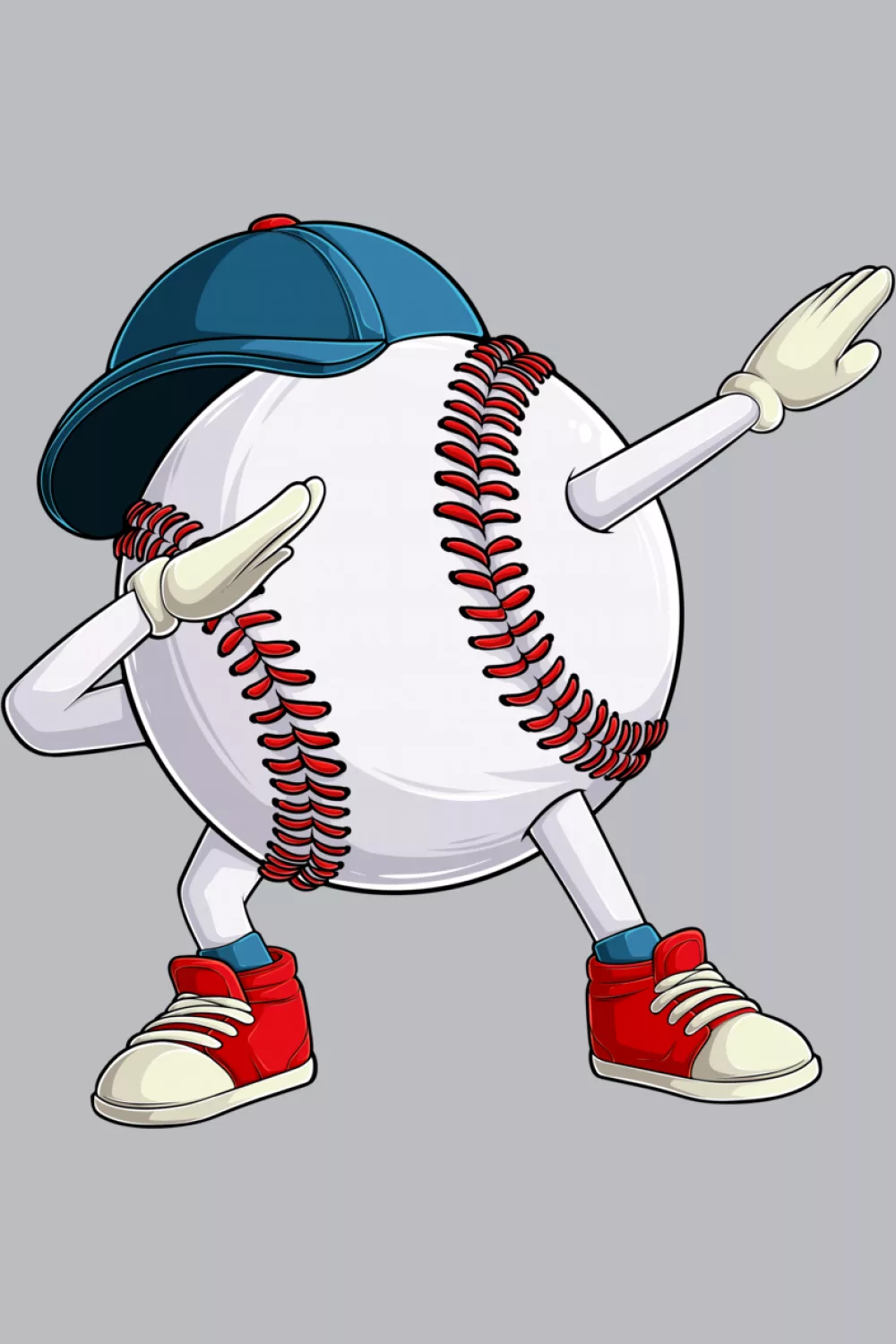 Dance inspired baseball character mid dab with sneakers and cap