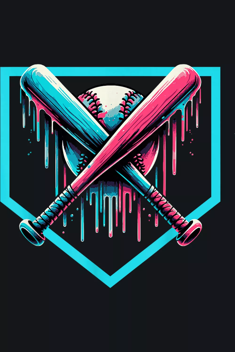 Graphic bat crest with neon outline
