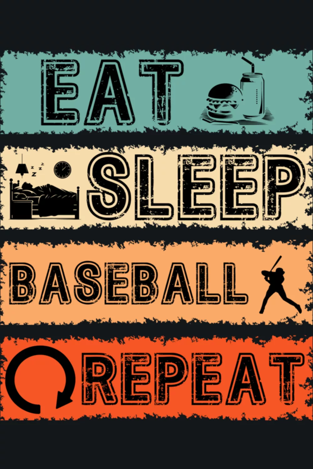 Eat Sleep Baseball Repeat sports cycle icons