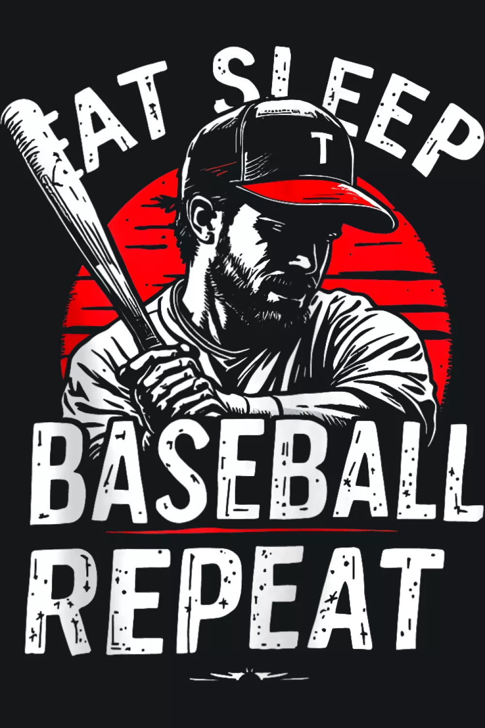 Eat Sleep Baseball Repeat tee retro ribbon layout