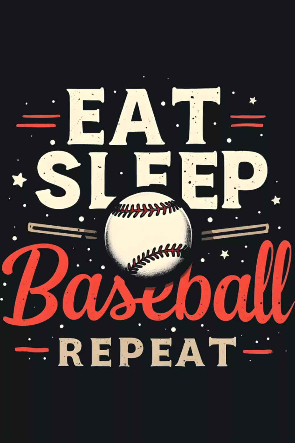 Eat Sleep Baseball Repeat tee bold outline version