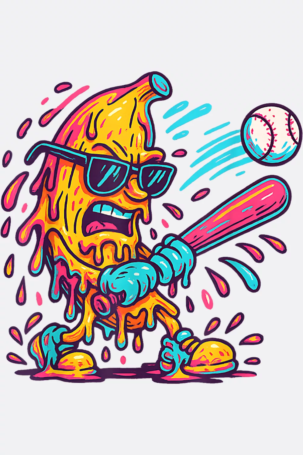 Swinging banana with ice cream drips