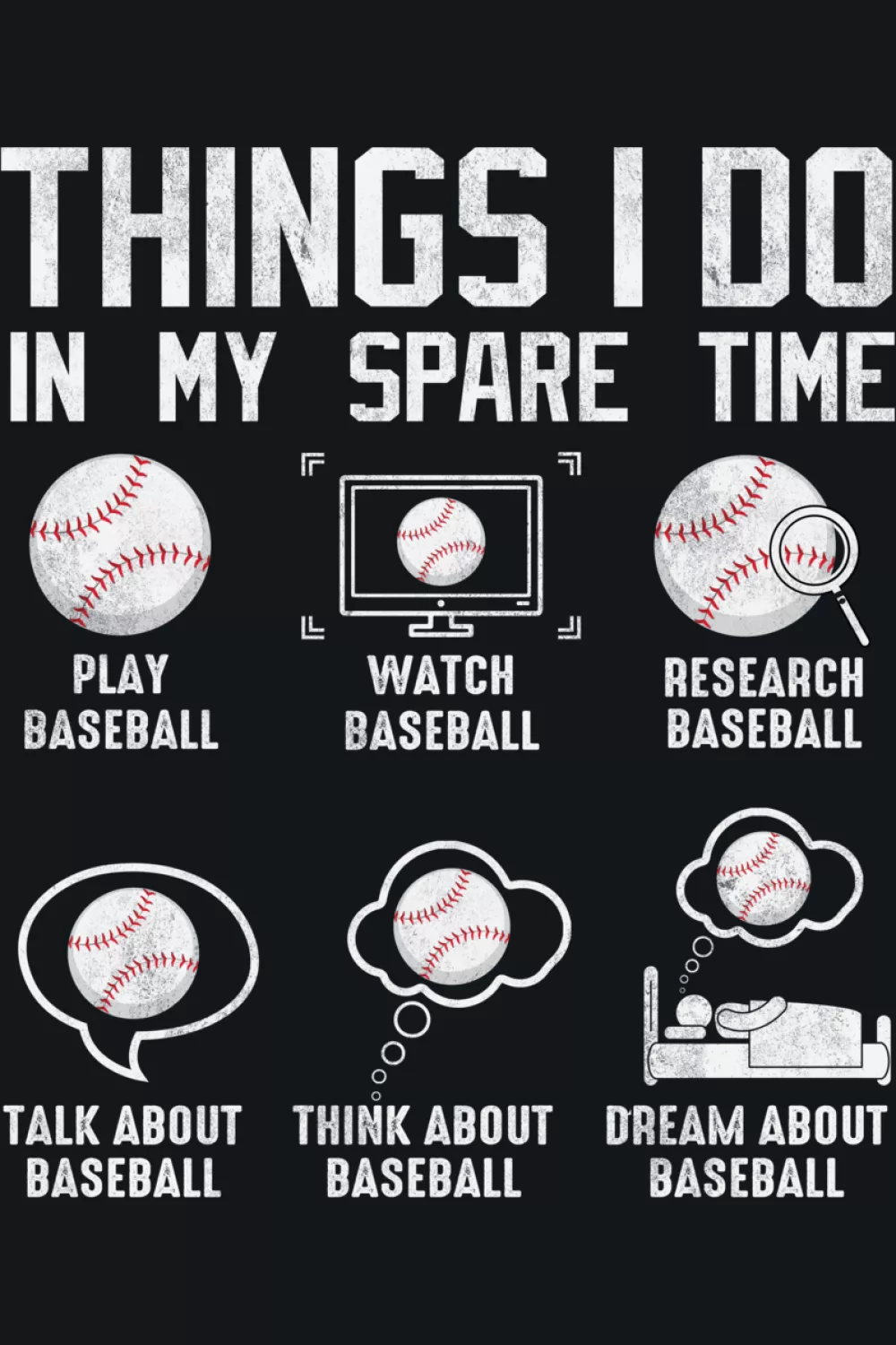 Six item baseball player checklist with playful icons that feels like dugout humor.