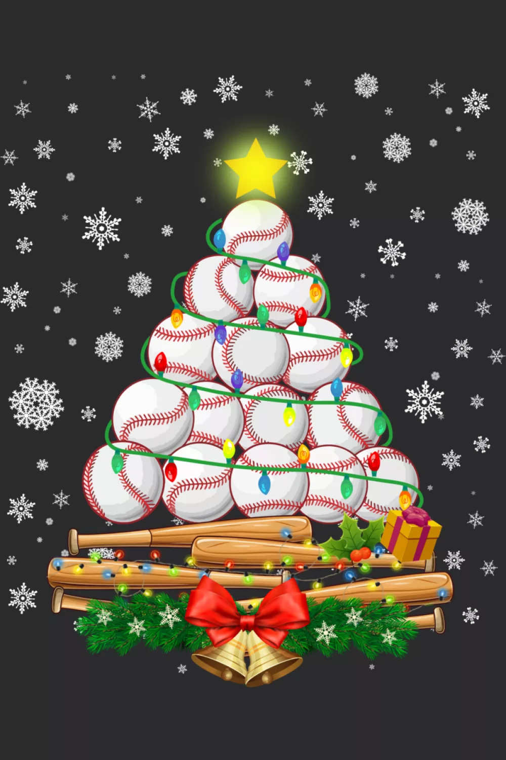 Ugly sweater style baseball tree
