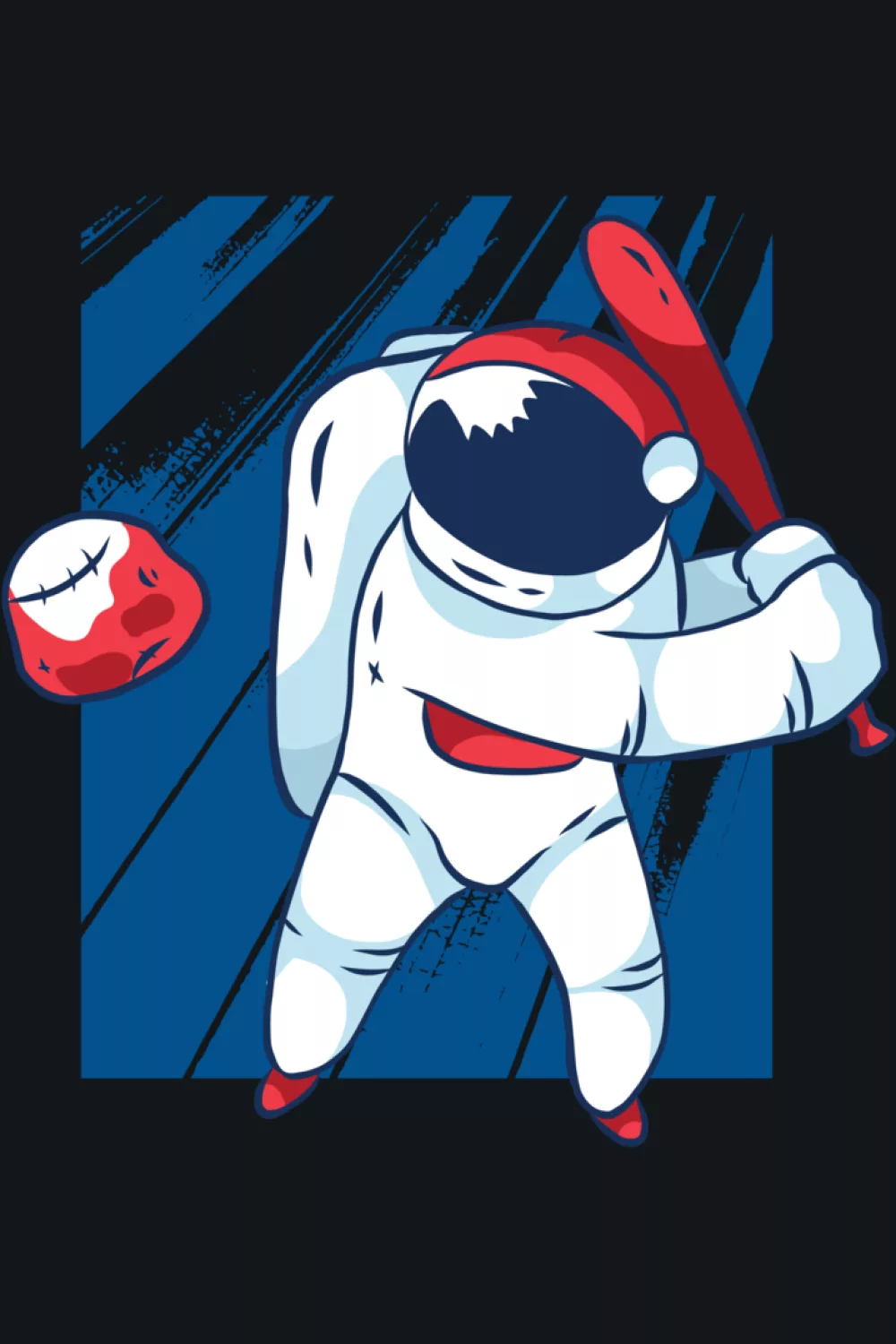 Funny baseball space astronaut for baseball players, simple text plus space sports theme.
